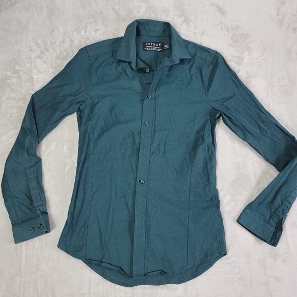 Topman Teal Button-Down Longsleeve Men's Shirt | Size XS - Picture 1 of 6